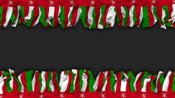 Oman Flag Hanging Banner Seamless Looping with Bump and Plain Texture, 3D Rendering, Luma Matte video