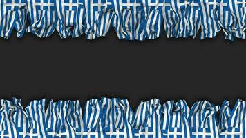 Griekenland vlag hangende banier naadloos looping met buil en duidelijk textuur, 3d weergave, luma matte video