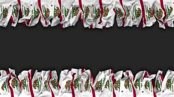State of California Flag Hanging Banner Seamless Looping with Bump and Plain Texture, 3D Rendering, Luma Matte video