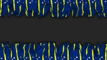 Curacao Flag Hanging Banner Seamless Looping with Bump and Plain Texture, 3D Rendering, Luma Matte video
