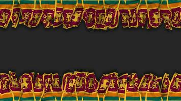 Sri Lanka Flag Hanging Banner Seamless Looping with Bump and Plain Texture, 3D Rendering, Luma Matte video