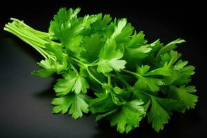 Parsley isolated on black background photo