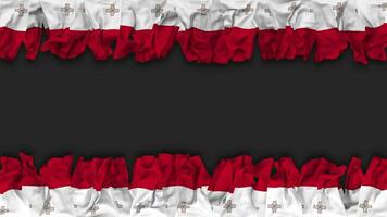 Malta Flagge hängend Banner nahtlos Schleifen mit stoßen und einfach Textur, 3d Wiedergabe, Luma matt video