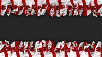 Gibraltar Flag Hanging Banner Seamless Looping with Bump and Plain Texture, 3D Rendering, Luma Matte video