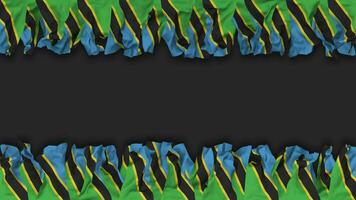 Tanzania vlag hangende banier naadloos looping met buil en duidelijk textuur, 3d weergave, luma matte video