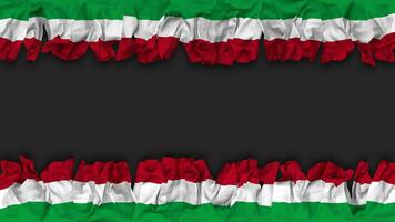 Italia bandera colgando bandera sin costura bucle con bache y llanura textura, 3d representación, luma mate video