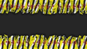 Brunei Flag Hanging Banner Seamless Looping with Bump and Plain Texture, 3D Rendering, Luma Matte video