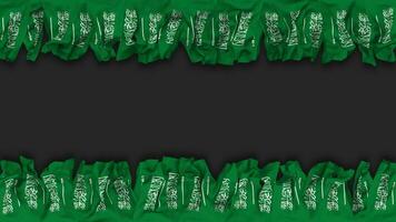 KSA, Kingdom of Saudi Arabia Flag Hanging Banner Seamless Looping with Bump and Plain Texture, 3D Rendering, Luma Matte video