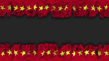 Vietnam Flagge hängend Banner nahtlos Schleifen mit stoßen und einfach Textur, 3d Wiedergabe, Luma matt video