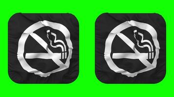 No Smoking Icon Cloth Seamless Looped Waving in Squire Shape Isolated with Plain and Bump Texture, 3D Rendering, Green Screen, Alpha Matte video