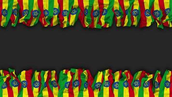 Ethiopia Flag Hanging Banner Seamless Looping with Bump and Plain Texture, 3D Rendering, Luma Matte video