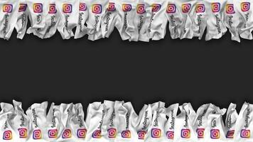 instagram vlag hangende banier naadloos looping met buil en duidelijk textuur, 3d weergave, luma matte video