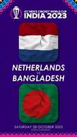 Nederland vs Bangladesh bij elkaar passen in icc Mannen krekel wereldbeker Indië 2023, verticaal toestand video, 3d renderen video