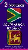 South Africa vs Sri Lanka Match in ICC Men's Cricket Worldcup India 2023, Vertical Status Video, 3D Rendering video