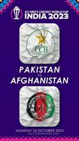 Pakistan vs Afghanistan Match in ICC Men's Cricket Worldcup India 2023, Vertical Status Video, 3D Rendering video