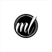 ml inicial escritura logo vector