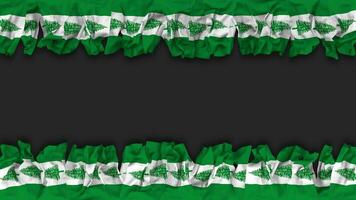 gebied van norfolk eiland vlag hangende banier naadloos looping met buil en duidelijk textuur, 3d weergave, luma matte video