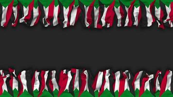 Sudan Flag Hanging Banner Seamless Looping with Bump and Plain Texture, 3D Rendering, Luma Matte video
