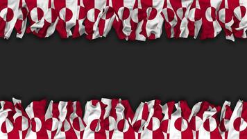 Greenland Flag Hanging Banner Seamless Looping with Bump and Plain Texture, 3D Rendering, Luma Matte video