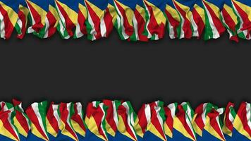 Seychelles Flag Hanging Banner Seamless Looping with Bump and Plain Texture, 3D Rendering, Luma Matte video