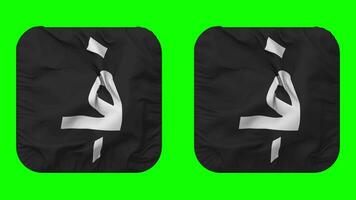 Afghani Currency Icon Cloth Waving in Squire Shape Isolated with Plain and Bump Texture, 3D Rendering, Green Screen, Alpha Matte video