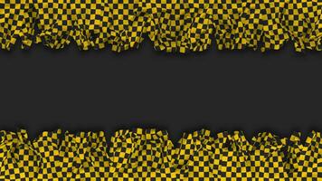 Racing Black and YellowCheckered Flag Hanging Banner Seamless Looping with Bump and Plain Texture, 3D Rendering, Luma Matte video