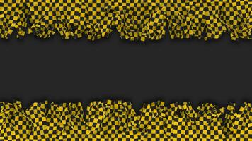 Racing Black and YellowCheckered Flag Hanging Banner Seamless Looping with Bump and Plain Texture, 3D Rendering, Luma Matte video