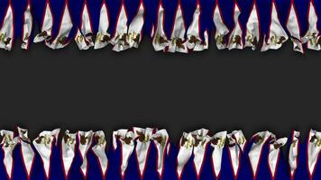 American Samoa Flag Hanging Banner Seamless Looping with Bump and Plain Texture, 3D Rendering, Luma Matte video