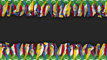 Comoros Flag Hanging Banner Seamless Looping with Bump and Plain Texture, 3D Rendering, Luma Matte video