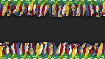 Comoros Flag Hanging Banner Seamless Looping with Bump and Plain Texture, 3D Rendering, Luma Matte video