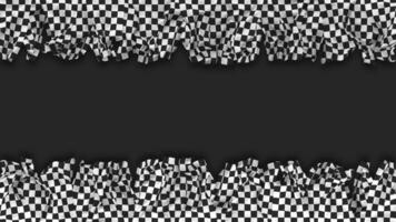 Racing Black and White Checkered Flag Hanging Banner Seamless Looping with Bump and Plain Texture, 3D Rendering, Luma Matte video