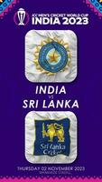 Indien mot sri lanka match i icc herr- cricket världscupen Indien 2023, vertikal status video, 3d tolkning video