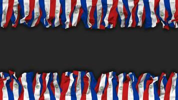 Paraguay Flag Hanging Banner Seamless Looping with Bump and Plain Texture, 3D Rendering, Luma Matte video
