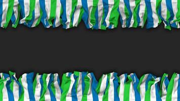 Sierra Leone Flag Hanging Banner Seamless Looping with Bump and Plain Texture, 3D Rendering, Luma Matte video