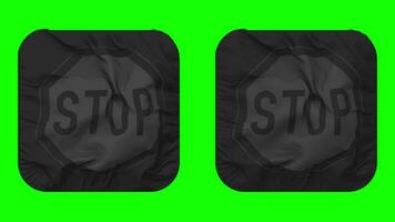 Stop Icon Cloth Seamless Looped Waving in Squire Shape Isolated with Plain and Bump Texture, 3D Rendering, Green Screen, Alpha Matte video
