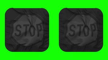 Stop Icon Cloth Seamless Looped Waving in Squire Shape Isolated with Plain and Bump Texture, 3D Rendering, Green Screen, Alpha Matte video