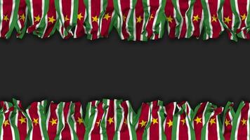 Suriname Flag Hanging Banner Seamless Looping with Bump and Plain Texture, 3D Rendering, Luma Matte video