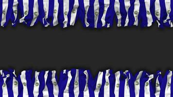 El Salvador Flag Hanging Banner Seamless Looping with Bump and Plain Texture, 3D Rendering, Luma Matte video