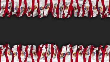 French Polynesia Flag Hanging Banner Seamless Looping with Bump and Plain Texture, 3D Rendering, Luma Matte video