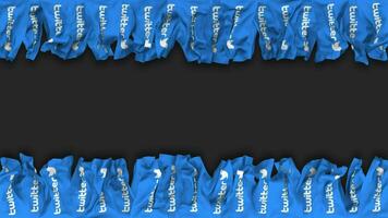 twitter X logo vlag hangende banier naadloos looping met buil en duidelijk textuur, 3d weergave, luma matte video