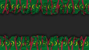Mauritania Flag Hanging Banner Seamless Looping with Bump and Plain Texture, 3D Rendering, Luma Matte video