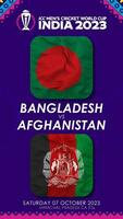 Bangladesh vs afghanistan bij elkaar passen in icc Mannen krekel wereldbeker Indië 2023, verticaal toestand video, 3d renderen video