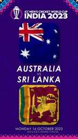 Australien mot sri lanka match i icc herr- cricket världscupen Indien 2023, vertikal status video, 3d tolkning video