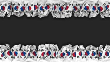 zuiden Korea vlag hangende banier naadloos looping met buil en duidelijk textuur, 3d weergave, luma matte video