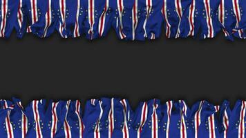 Cape Verde, Cabo Verde Flag Hanging Banner Seamless Looping with Bump and Plain Texture, 3D Rendering, Luma Matte video