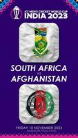 South Africa vs Afghanistan Match in ICC Men's Cricket Worldcup India 2023, Vertical Status Video, 3D Rendering video