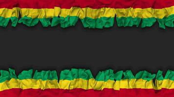 Guinea bandera colgando bandera sin costura bucle con bache y llanura textura, 3d representación, luma mate video