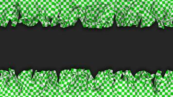 Racing Green and White Checkered Flag Hanging Banner Seamless Looping with Bump and Plain Texture, 3D Rendering, Luma Matte video