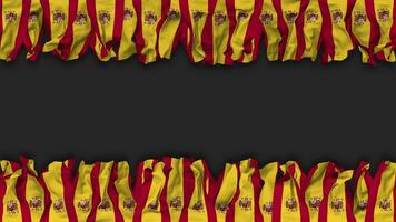 Spain Flag Hanging Banner Seamless Looping with Bump and Plain Texture, 3D Rendering, Luma Matte video