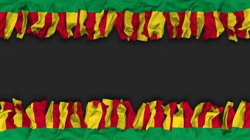 Benin Flag Hanging Banner Seamless Looping with Bump and Plain Texture, 3D Rendering, Luma Matte video